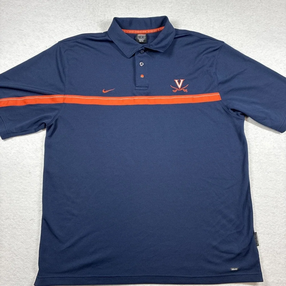 Virginia Cavaliers Nike Dri Fit Polo Shirt Men's Size Large Golf Embroidered